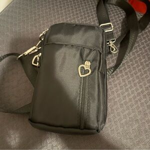Black Crossbody Bag with Heart Accents